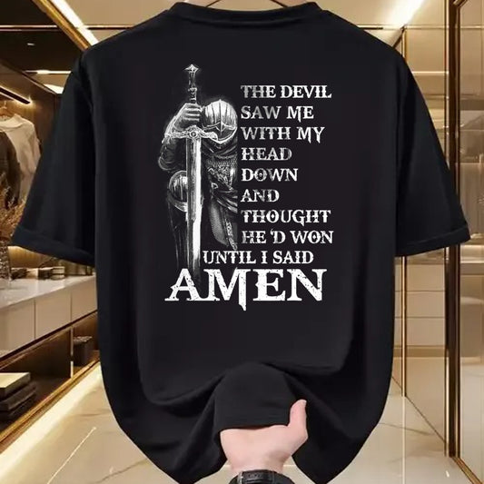 Christian Tee, Christian Faith Unisex T-Shirt/Hoodie/Sweatshirt HLT00 - Knight Templar Christian Warrior Of God Devil I Said Amen T-Shirt