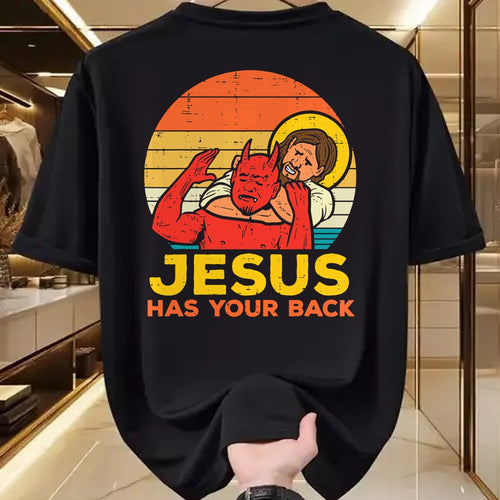 Christian Tee, Christian Faith Unisex T-Shirt/Hoodie/Sweatshirt HLT00 - Jesus Has Your Back Jiu Jitsu Retro Christian Men Women Kids T-Shirt