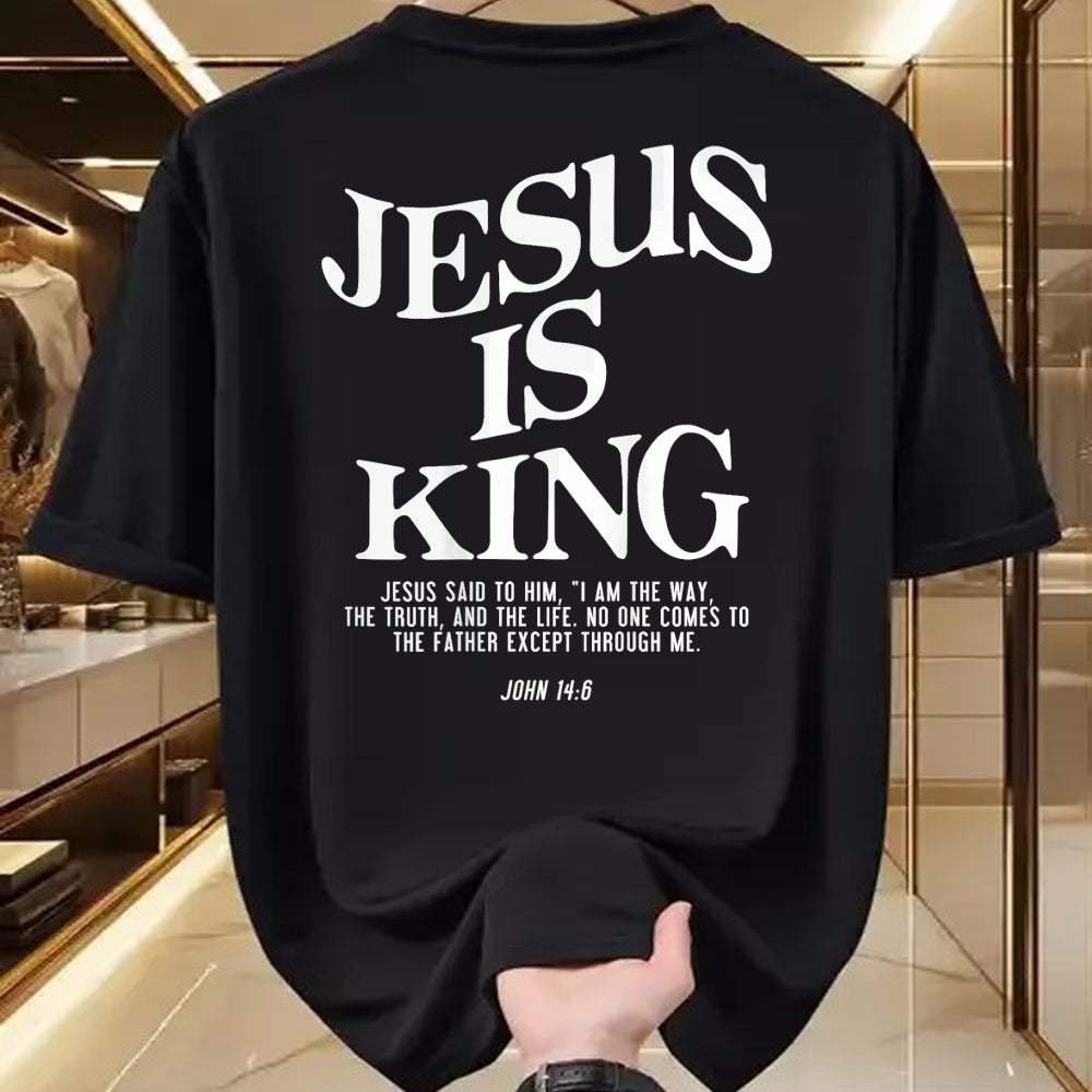 Christian Tee, Christian Faith Unisex T-Shirt/Hoodie/Sweatshirt HLT00 - Jesus Is King Jesus John 146 Costume Christian (On Back) T-Shirt