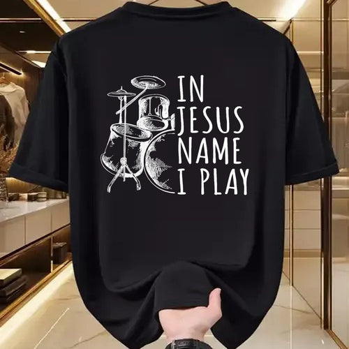 Christian Tee, Christian Faith Unisex T-Shirt/Hoodie/Sweatshirt HLT00 - Christian Drumming In Jesus Name Play Drums Worship Drummer T-Shirt (1)