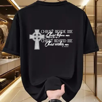 Christian Tee, Christian Faith Unisex T-Shirt/Hoodie/Sweatshirt HLT00 -  Christ Beside Me Christ Before Me Christ Behind Me T-Shirt