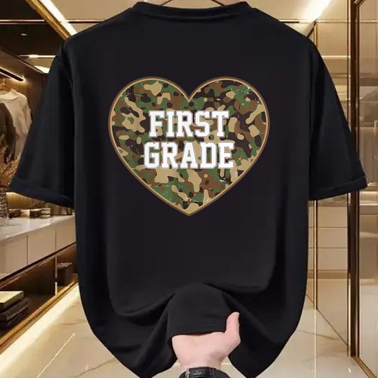 Best Student Shirt, Funny Back To School UnisexT-Shirt/Hoodie/Sweatshirt HLT00 - Back to School Ready to First Grade Heart Camo for Kids Teen T-Shirt