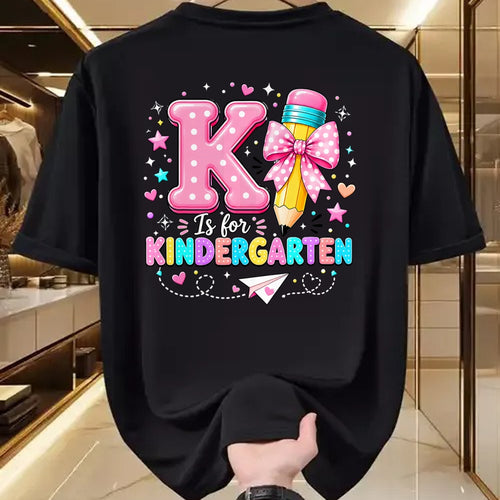 Best Student Shirt, Funny Back To School UnisexT-Shirt/Hoodie/Sweatshirt HLT00 - K is for Kindergarten Teacher Coquette Bow Back to School T-Shirt