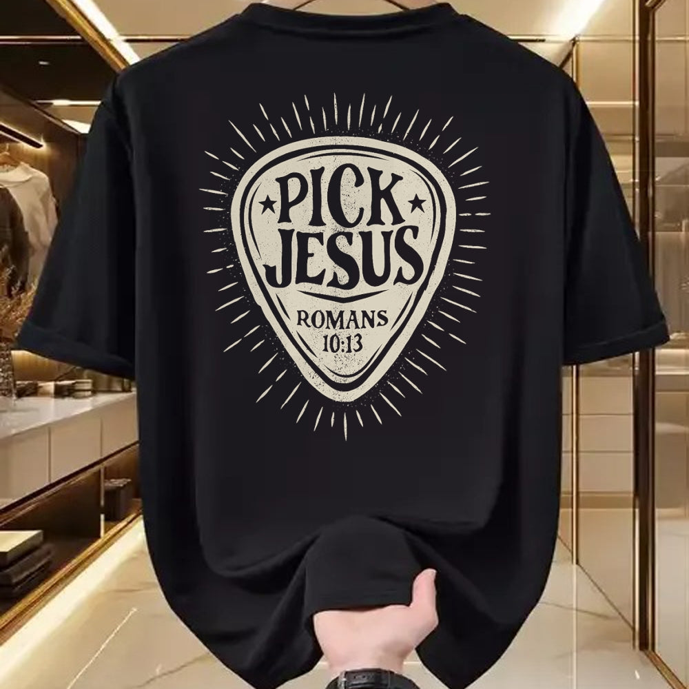 Christian Tee, Christian Faith Unisex T-Shirt/Hoodie/Sweatshirt HLT00 - Guitar Pick Jesus Christian Music Guitarist Pastor Retro T-Shirt