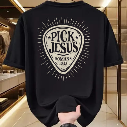 Christian Tee, Christian Faith Unisex T-Shirt/Hoodie/Sweatshirt HLT00 - Guitar Pick Jesus Christian Music Guitarist Pastor Retro T-Shirt