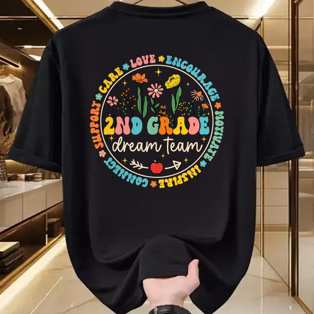 Best Student Shirt, Funny Back To School UnisexT-Shirt/Hoodie/Sweatshirt HLT00 - 2nd Grade Dream Team Back to School Teacher Care Love Floral T-Shirt