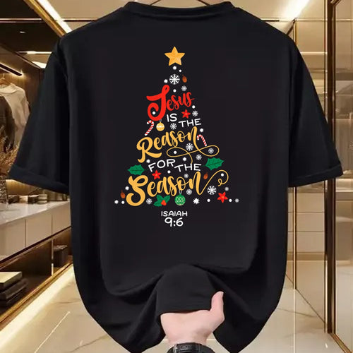 Christian Tee, Christian Faith Unisex T-Shirt/Hoodie/Sweatshirt HLT00 - Jesus Is The Reason For The Season Christian Christmas Tree T-Shirt