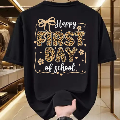 Best Student Shirt, Funny Back To School UnisexT-Shirt/Hoodie/Sweatshirt HLT00 - Cute Leopard Happy First Day of School for Teacher Girls Kid T-Shirt, Men, Black, 3X-Large