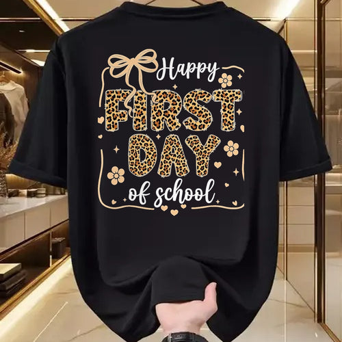 Best Student Shirt, Funny Back To School UnisexT-Shirt/Hoodie/Sweatshirt HLT00 - Cute Leopard Happy First Day of School for Teacher Girls Kid T-Shirt, Men, Black, 3X-Large