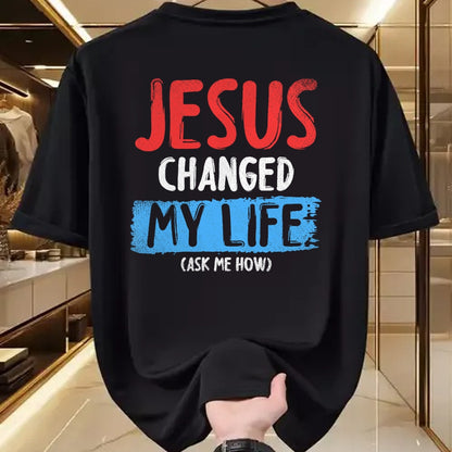 Christian Tee, Christian Faith Unisex T-Shirt/Hoodie/Sweatshirt HLT00 - Christ Devotee Jesus Changed My Life Ask Me How Jesus T-Shirt