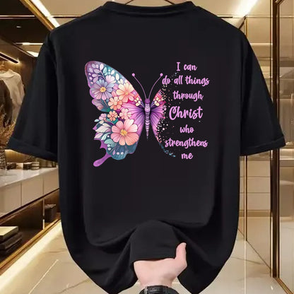 Christian Tee, Christian Faith Unisex T-Shirt/Hoodie/Sweatshirt HLT00 - I Can Do All Things Through Christ Pretty Butterfly T-Shirtall T-Shirt (Copy)