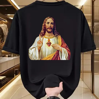 Christian Tee, Christian Faith Unisex T-Shirt/Hoodie/Sweatshirt HLT00 - Jesus Christ Sacred Heart Peace Sign Portrait T-Shirt