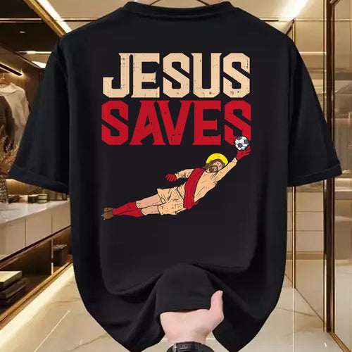 Christian Tee, Christian Faith Unisex T-Shirt/Hoodie/Sweatshirt HLT00 - Jesus Saves Soccer Football Goalie Sport God Christian Gift T-Shirt