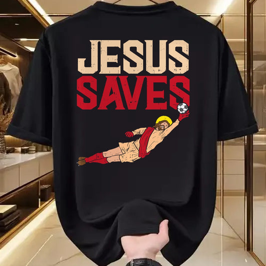 Christian Tee, Christian Faith Unisex T-Shirt/Hoodie/Sweatshirt HLT00 - Jesus Saves Soccer Football Goalie Sport God Christian Gift T-Shirt