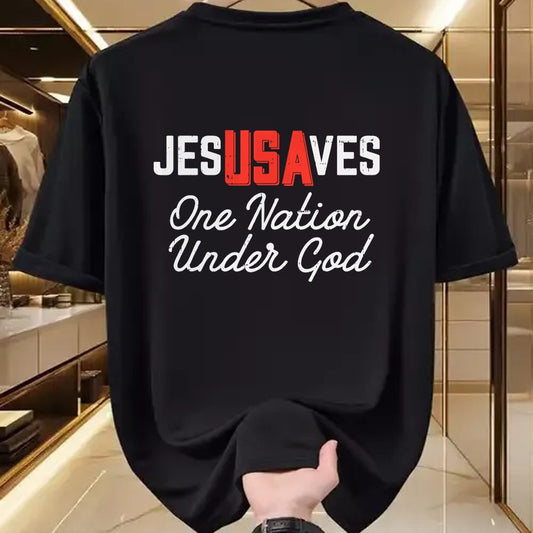 Christian Tee, Christian Faith Unisex T-Shirt/Hoodie/Sweatshirt HLT00 - Jesus Saves USA One Nation Under God Jesus Christian Gift T-Shirt