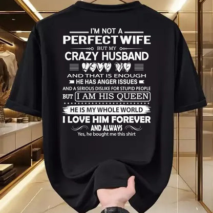 Christian Tee, Christian Faith Unisex T-Shirt/Hoodie/Sweatshirt HLT00 - I_m Not A Perfect Wife But My Crazy Husband Love Me Gifts Pullover Hoodie