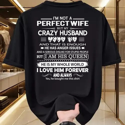 Christian Tee, Christian Faith Unisex T-Shirt/Hoodie/Sweatshirt HLT00 - I_m Not A Perfect Wife But My Crazy Husband Love Me Gifts Pullover Hoodie