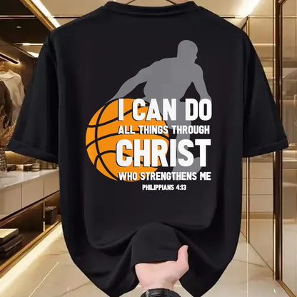 Christian Tee, Christian Faith Unisex T-Shirt/Hoodie/Sweatshirt HLT00 - I Can Do All Things Through Christ Christian Basketball T-Shirt