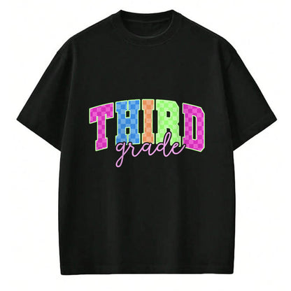 Best Student Shirt, Funny Back To School UnisexT-Shirt/Hoodie/Sweatshirt HLT00 - Back to School Neon Checkered Third Grade, Colorful Teacher T-Shirt