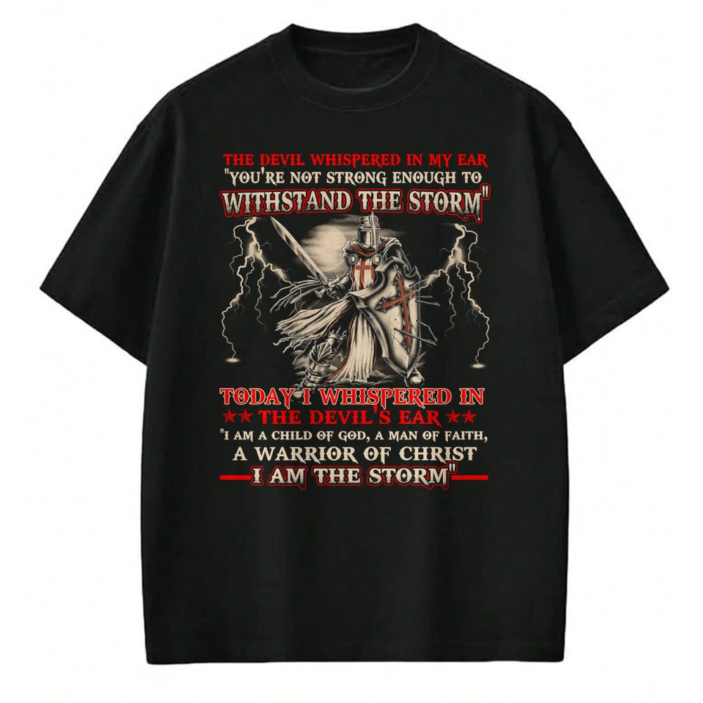 Christian Tee, Christian Faith Unisex T-Shirt/Hoodie/Sweatshirt HLT00 - Knight Templar I Am The Storm For Men Christ Gift Long Sleeve T-Shirt