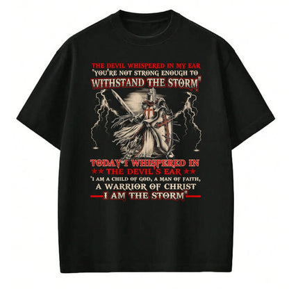Christian Tee, Christian Faith Unisex T-Shirt/Hoodie/Sweatshirt HLT00 - Knight Templar I Am The Storm For Men Christ Gift Long Sleeve T-Shirt