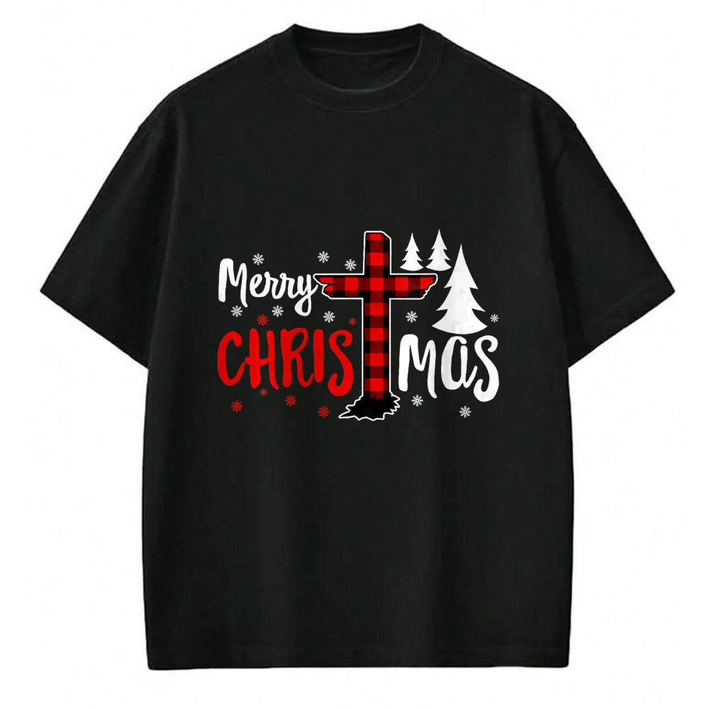 Christian Tee, Christian Faith Unisex T-Shirt/Hoodie/Sweatshirt HLT00 - Merry Christmas Christians Buffalo Plaid T-Shirt