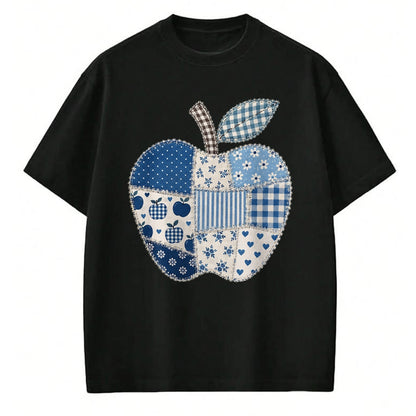 Best Student Shirt, Funny Back To School UnisexT-Shirt/Hoodie/Sweatshirt HLT00 - Blue Patchwork Preppy Apples Back to School Teacher Student T-Shirt