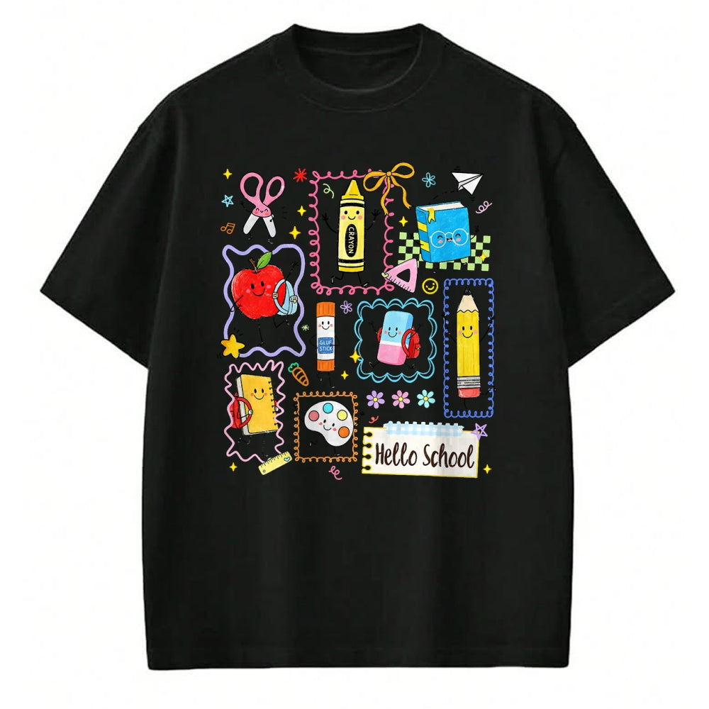 Best Student Shirt, Funny Back To School UnisexT-Shirt/Hoodie/Sweatshirt HLT00 - Back to School Hello School Cute Apple Crayon Boy Girl Kid T-Shirt