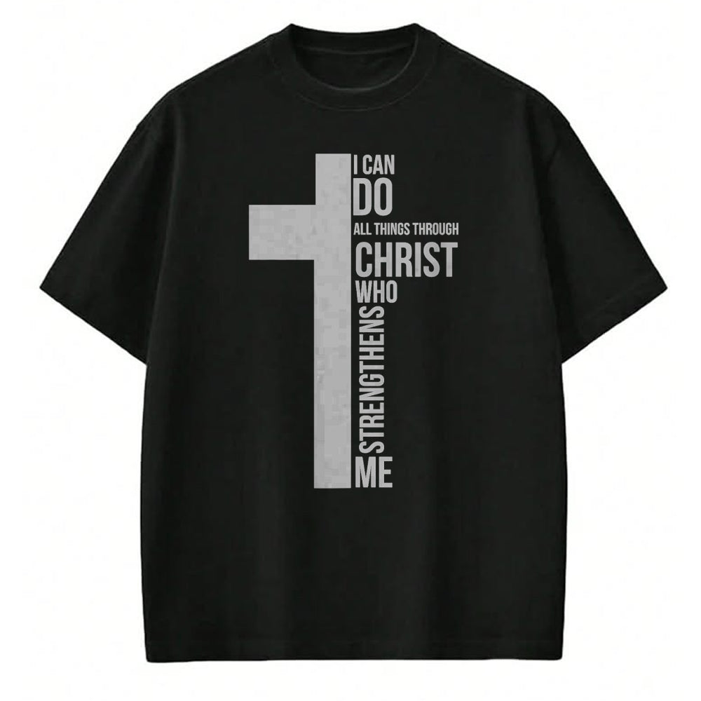 Christian Tee, Christian Faith Unisex T-Shirt/Hoodie/Sweatshirt HLT00 - I Can Do All Things Through Christ Who Strengthens Me Cross T-Shirt