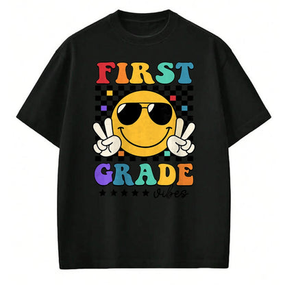 Best Student Shirt, Funny Back To School UnisexT-Shirt/Hoodie/Sweatshirt HLT00 - 1st Grade Vibes Smile Face Back to School Girls First Grade T-Shirt