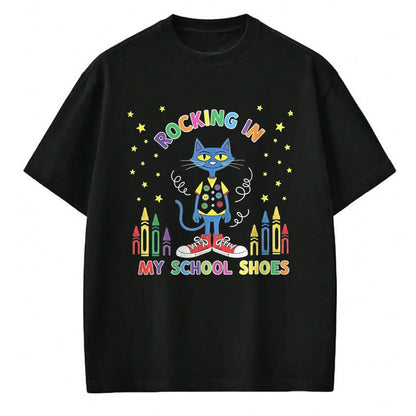 Best Student Shirt, Funny Back To School UnisexT-Shirt/Hoodie/Sweatshirt HLT00 - Cat Rocking in My School Shoes Funny Back to School T-Shirt, Youth, Black, Small