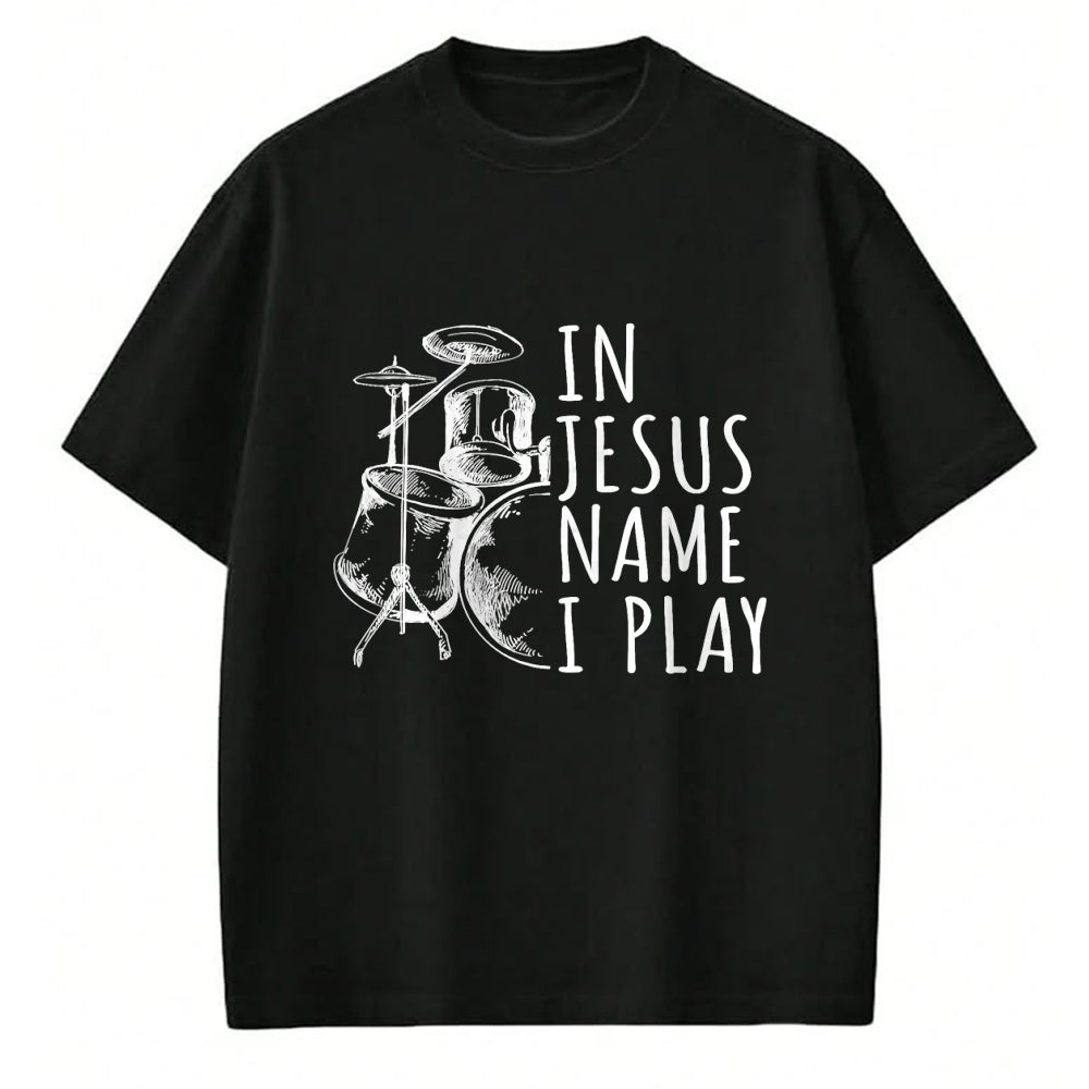 Christian Tee, Christian Faith Unisex T-Shirt/Hoodie/Sweatshirt HLT00 - Christian Drumming In Jesus Name Play Drums Worship Drummer T-Shirt (1)