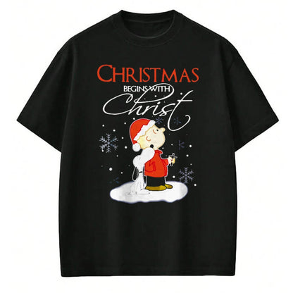 Christian Tee, Christian Faith Unisex T-Shirt/Hoodie/Sweatshirt HLT00 - Christmas Begins With Christ Xmas Gift Holiday costume T-Shirt