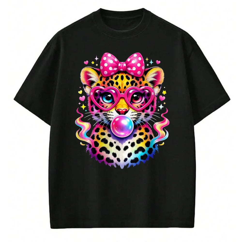 Best Student Shirt, Funny Back To School UnisexT-Shirt/Hoodie/Sweatshirt HLT00 - Funny Leopard Glasses Blowing Bubble Gum Back to School Kids T-Shirt, Women, Black, Medium