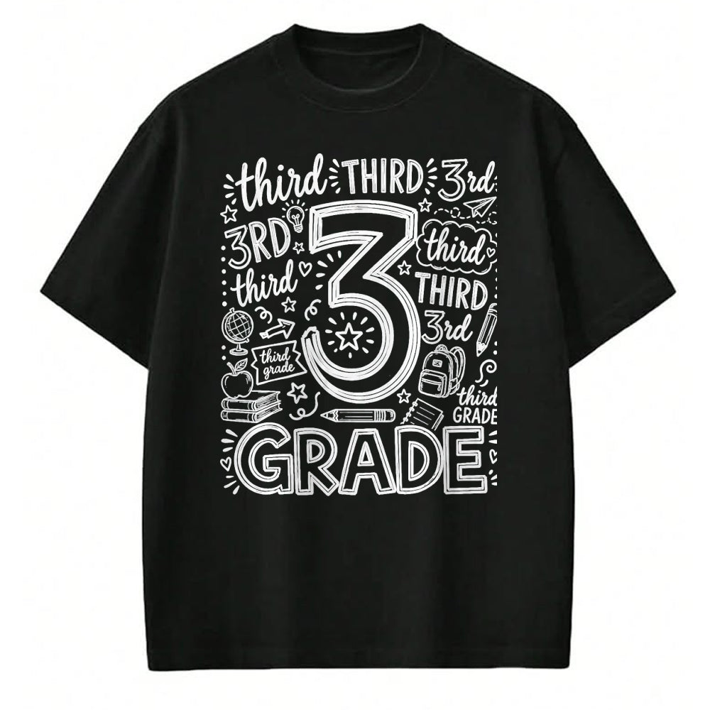 Best Student Shirt, Funny Back To School UnisexT-Shirt/Hoodie/Sweatshirt HLT00 - 3rd Grade Typography Team Third Grade Teacher Back to School T-Shirt, Men, Black, 3X-Large