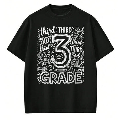 Best Student Shirt, Funny Back To School UnisexT-Shirt/Hoodie/Sweatshirt HLT00 - 3rd Grade Typography Team Third Grade Teacher Back to School T-Shirt, Men, Black, 3X-Large