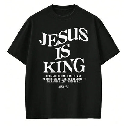 Christian Tee, Christian Faith Unisex T-Shirt/Hoodie/Sweatshirt HLT00 - Jesus Is King Jesus John 146 Costume Christian (On Back) T-Shirt (2)