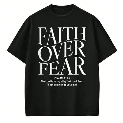 Christian Tee, Christian Faith Unisex T-Shirt/Hoodie/Sweatshirt HLT00 - Faith Over Fear Christian (on back) T-Shirt (1)