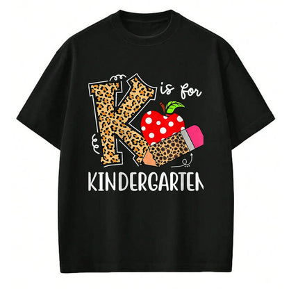 Best Student Shirt, Funny Back To School UnisexT-Shirt/Hoodie/Sweatshirt HLT00 - K is for Kindergarten Teacher Leopard Back to School Children T-Shirt, Men, Black, 3X-Large