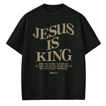 Christian Tee, Christian Faith Unisex T-Shirt/Hoodie/Sweatshirt HLT00 - Jesus Is King Jesus John 146 Costume Christian (On Back) T-Shirt (1)