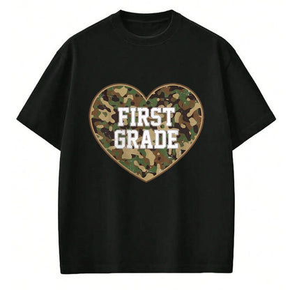 Best Student Shirt, Funny Back To School UnisexT-Shirt/Hoodie/Sweatshirt HLT00 - Back to School Ready to First Grade Heart Camo for Kids Teen T-Shirt