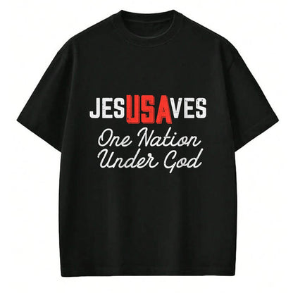 Christian Tee, Christian Faith Unisex T-Shirt/Hoodie/Sweatshirt HLT00 - Jesus Saves USA One Nation Under God Jesus Christian Gift T-Shirt