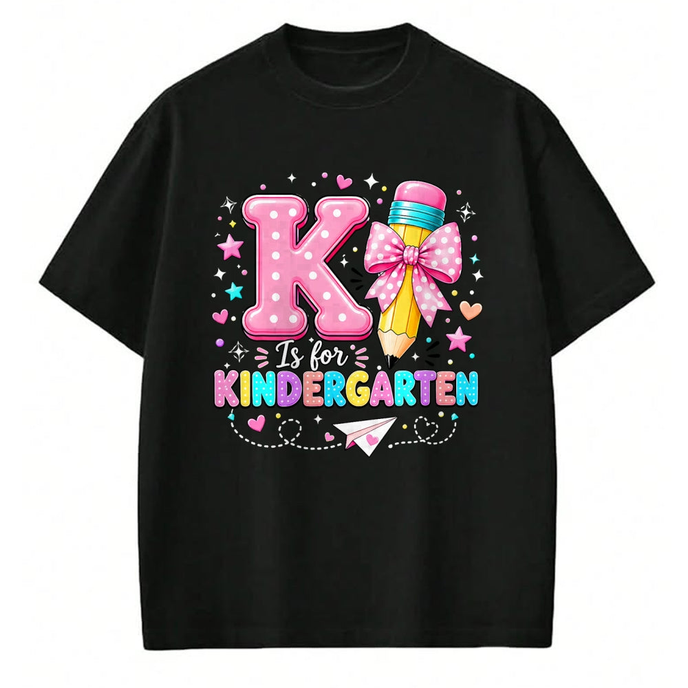 Best Student Shirt, Funny Back To School UnisexT-Shirt/Hoodie/Sweatshirt HLT00 - K is for Kindergarten Teacher Coquette Bow Back to School T-Shirt