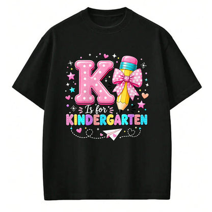 Best Student Shirt, Funny Back To School UnisexT-Shirt/Hoodie/Sweatshirt HLT00 - K is for Kindergarten Teacher Coquette Bow Back to School T-Shirt