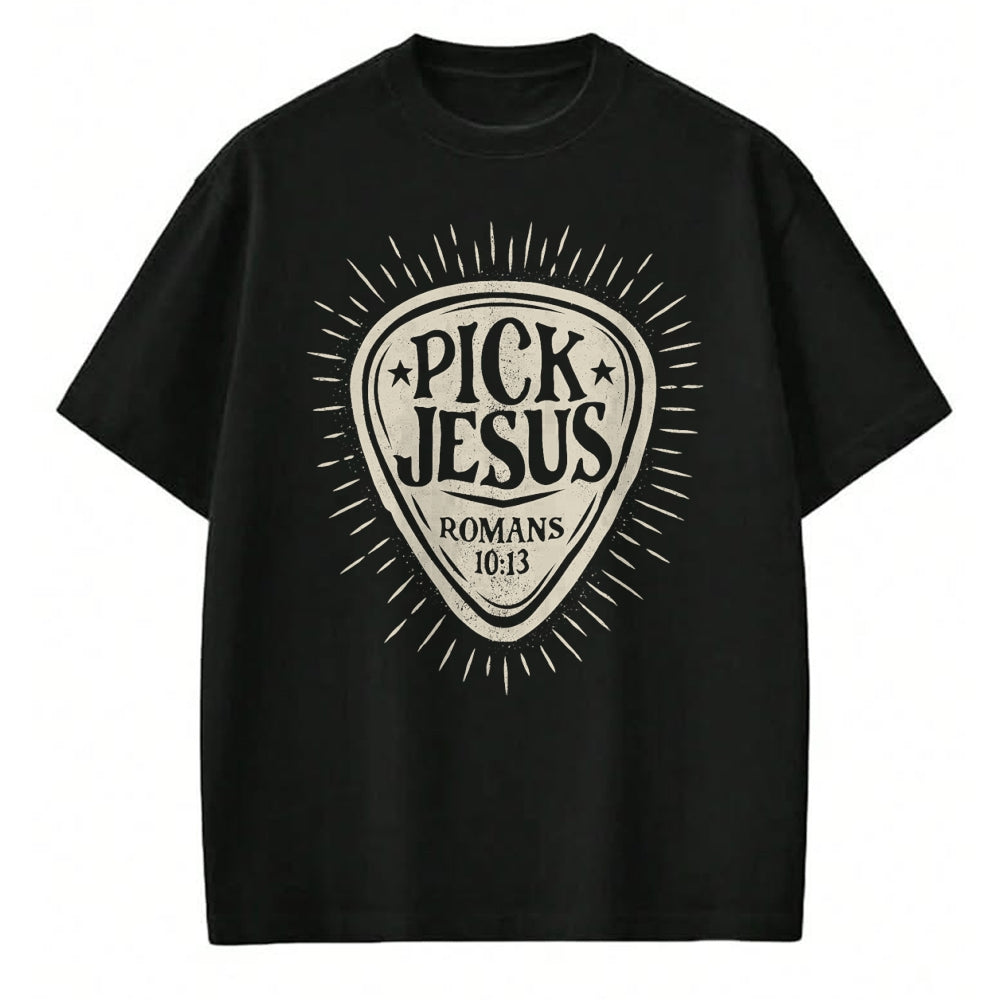 Christian Tee, Christian Faith Unisex T-Shirt/Hoodie/Sweatshirt HLT00 - Guitar Pick Jesus Christian Music Guitarist Pastor Retro T-Shirt