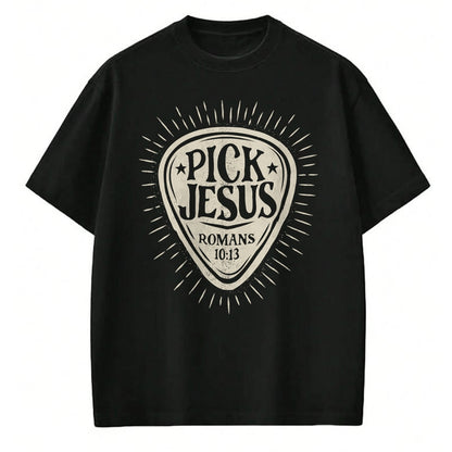 Christian Tee, Christian Faith Unisex T-Shirt/Hoodie/Sweatshirt HLT00 - Guitar Pick Jesus Christian Music Guitarist Pastor Retro T-Shirt
