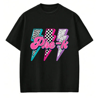 Best Student Shirt, Funny Back To School UnisexT-Shirt/Hoodie/Sweatshirt HLT00 - Girl Checkered Leopard Lightning Back to School Pre-K T-Shirt