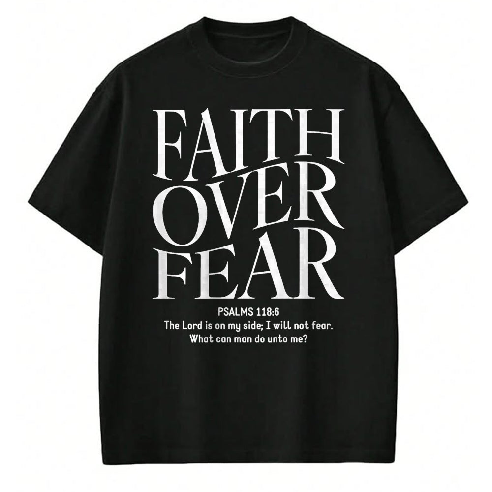Christian Tee, Christian Faith Unisex T-Shirt/Hoodie/Sweatshirt HLT00 - Faith Over Fear Christian (on back) T-Shirt