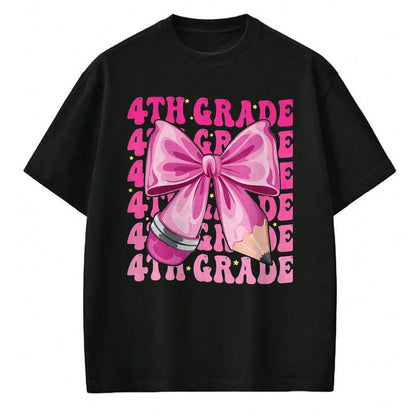 Best Student Shirt, Funny Back To School UnisexT-Shirt/Hoodie/Sweatshirt HLT00 - First Day of 4th Grade Girls Coquette Bow Back to School T-Shirt, Men, Black, 3X-Large