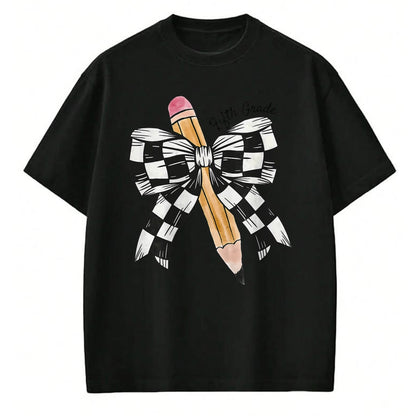 Best Student Shirt, Funny Back To School UnisexT-Shirt/Hoodie/Sweatshirt HLT00 - Back to School Hello Fifth Grade Teacher Coquette Pencil Bow T-Shirt